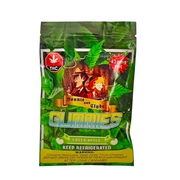 BONNIE & CLYDE GUMMIES - (420-MG-THC) GREEN APPLE