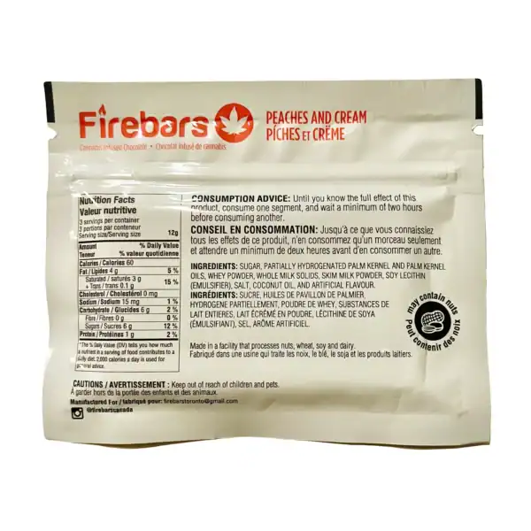 FIRE BARS - (140-MG-THC) PEACHES & CREAM