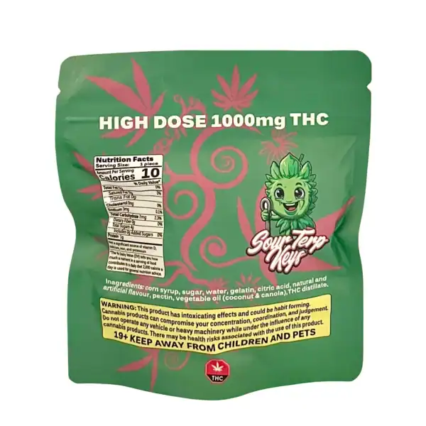 HIGH DOSE GUMMYS - (1000-MG-THC) SOUR TERP KEYS