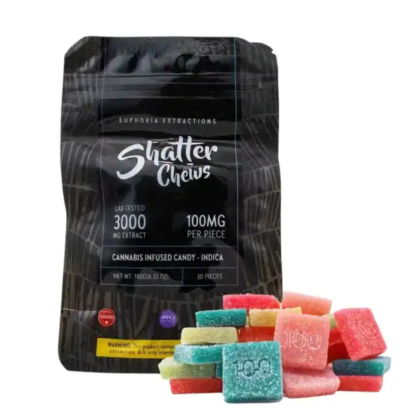 EUPHORIA SHATTER CHEWS - (3000-MG-THC) ASSORTED INDICA