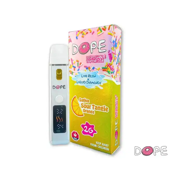 DOPE LIQUID DIAMONDS X LIVE RESIN DISPOSABLE VAPE - SOUR TANGIE ORANGE (2 GRAM)