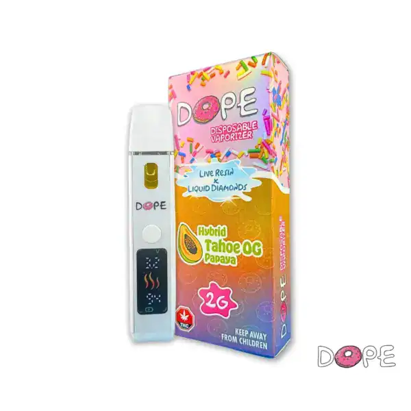 DOPE LIQUID DIAMONDS X LIVE RESIN DISPOSABLE VAPE - TAHOE OG PAPAYA (2 GRAM)