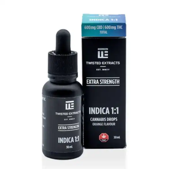 TWISTED EXTRACTS TINCTURE – INDICA 1:1 (600-MG-CBD + 600-MG-THC)