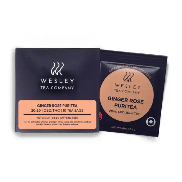 WESLEY TEA BAG - GINGER ROSE PURITEA (20-MG-THC + 20-MG-CBD)