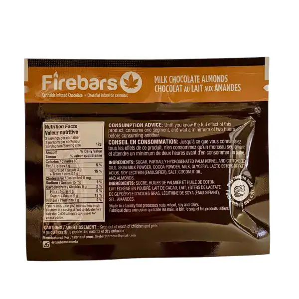 FIRE BARS - (140-MG-THC) MILK CHOCOLATE ALMOND