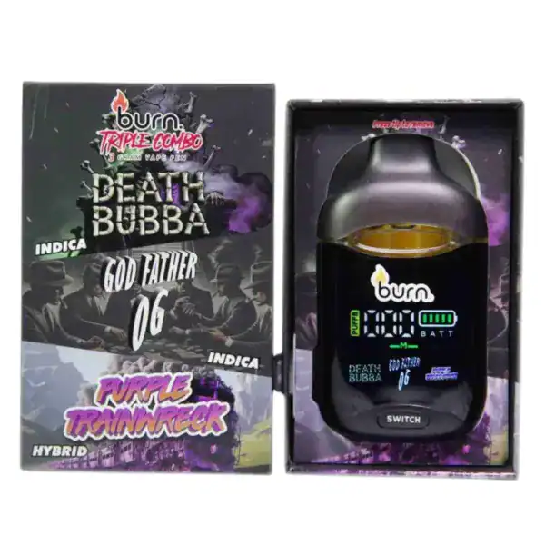 BURN TRIPLE CHAMBER VAPE - DEATH BUBBA + GODFATHER OG + PURPLE TRAINWRECK (3 GRAM)